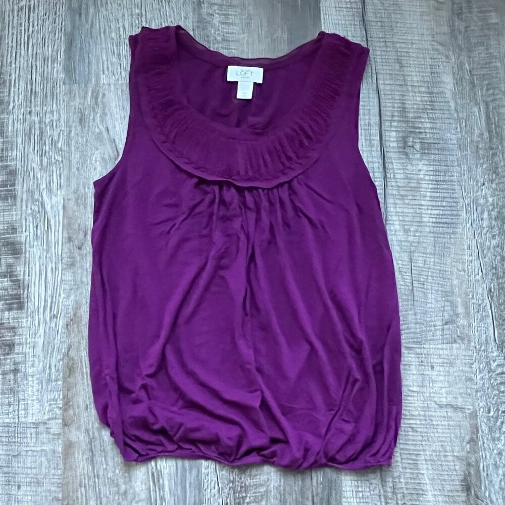 Ann Taylor LOFT Womens Size Petite MP Medium Purple Tank Top Banded Bottom